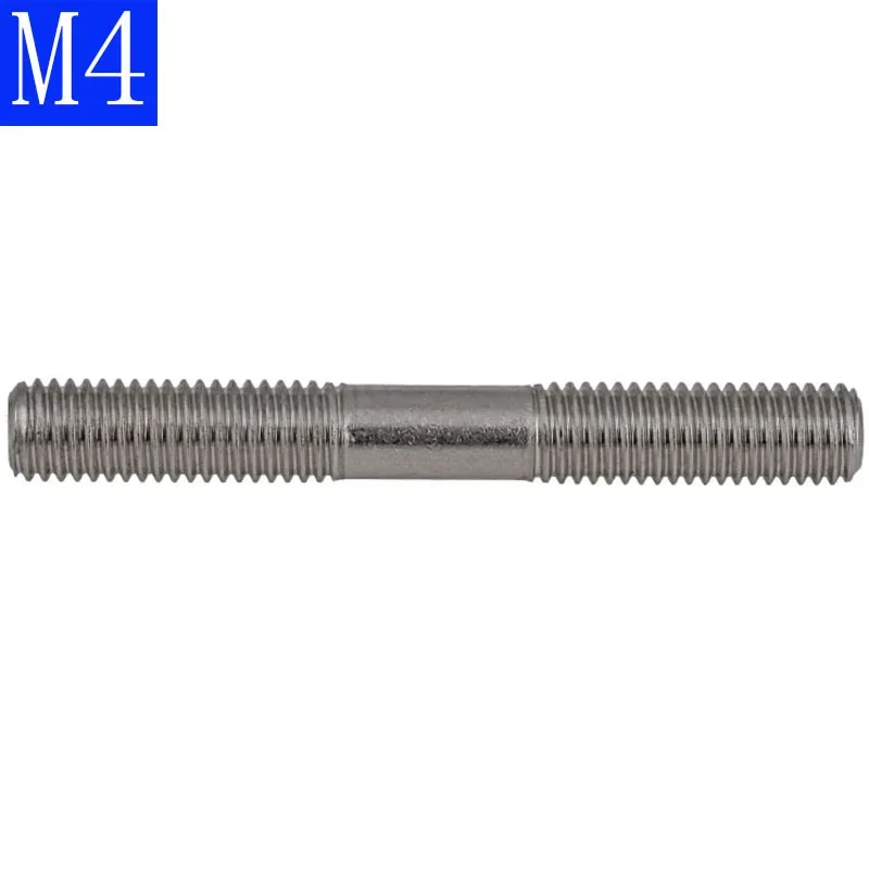 M4 x0.7 50mm - 200mm Metric 304 Stainless Steel Double End Threaded Stud Bolts Screw Rod