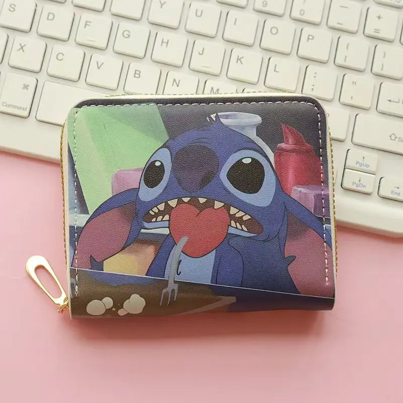 Borsa portaoggetti da viaggio Miniso Stitch, borsa per carte, borsa per documenti, portafoglio Zero, cerniera corta, mini portafoglio Cartoon Zero