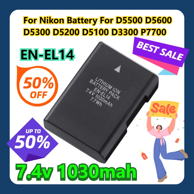 

For Nikon EN-EL14 Battery For D5500 D5600 D5300 D5200 D5100 D3300 P7700