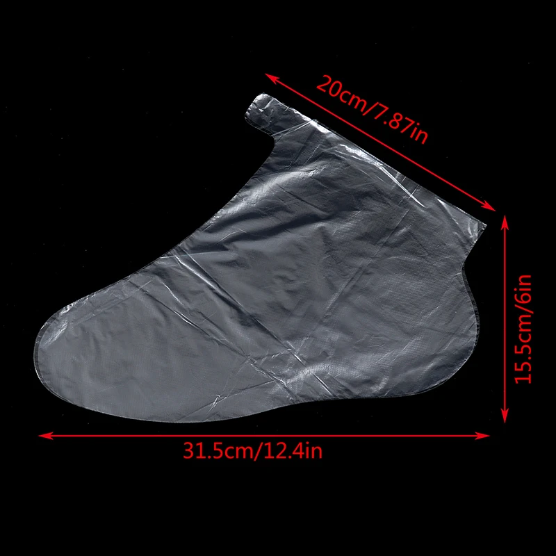 100 Uds. Mascarilla de plástico exfoliante desechable transparente para pies, revestimiento para baño, pedicura, Spa, bolsa de cubierta de cera, calcetín