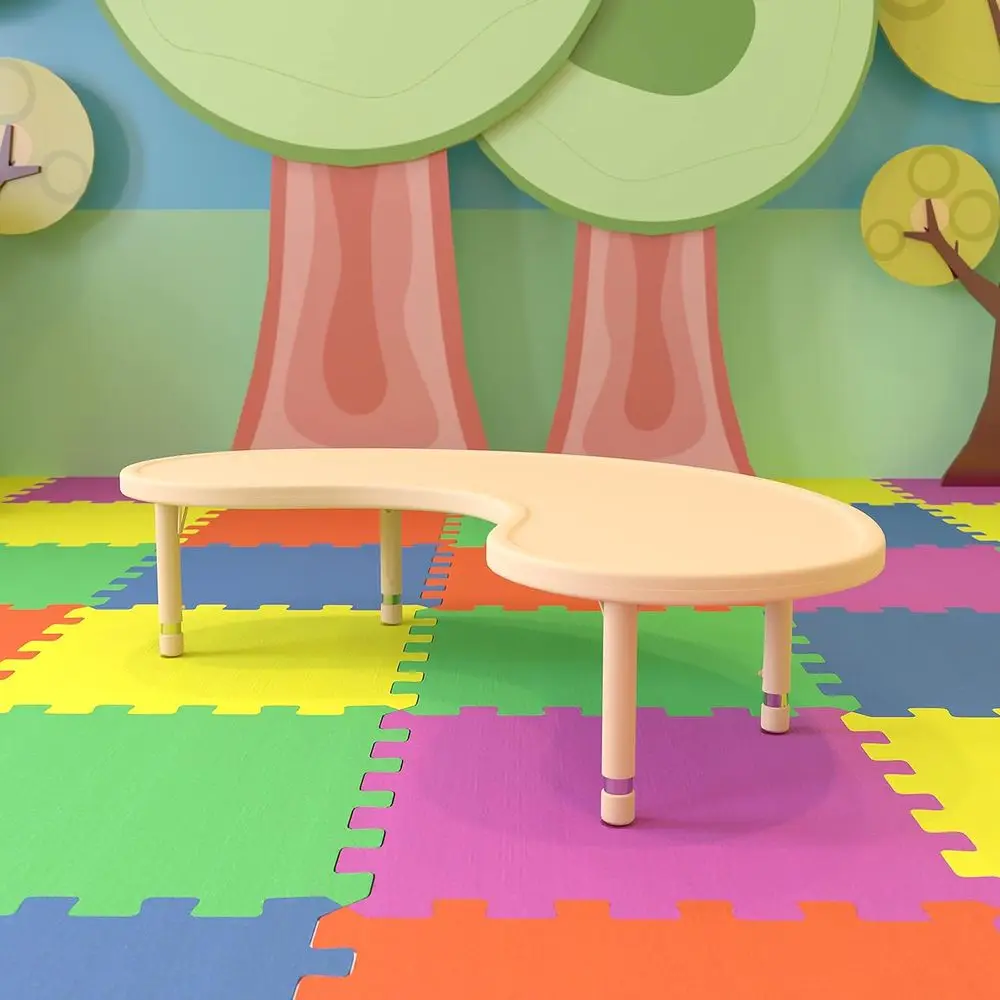 

35 x 65 Half-Moon Natural Plastic Adjustable Activity Table for School Use