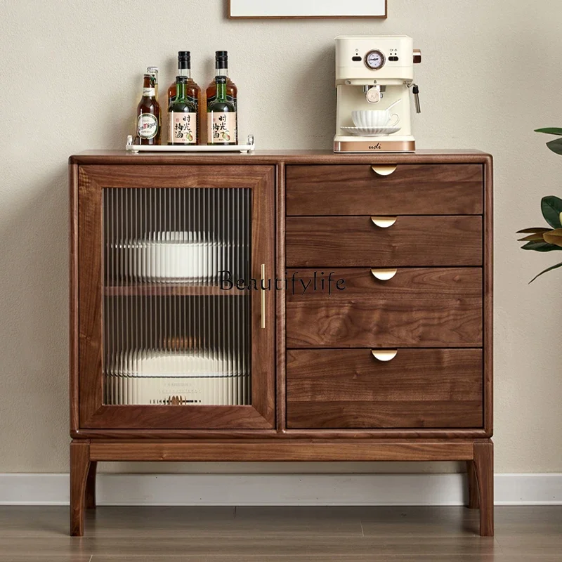 

ld14 Nordic solid wood side cabinet modern simple small apartment living room storage and tea cabinet