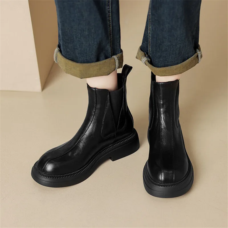 New Autumn Winter Women Boot Shoes for Women Round Toe Short Boots Fashion Platform Boots Chunky Heel Knight Boots Handmade