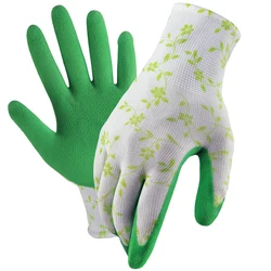 Garden Gloves One Size for Women, Breathable Foam Latex Working Gloves, for Gardening, landscape，DIY，100% Pure Rubber