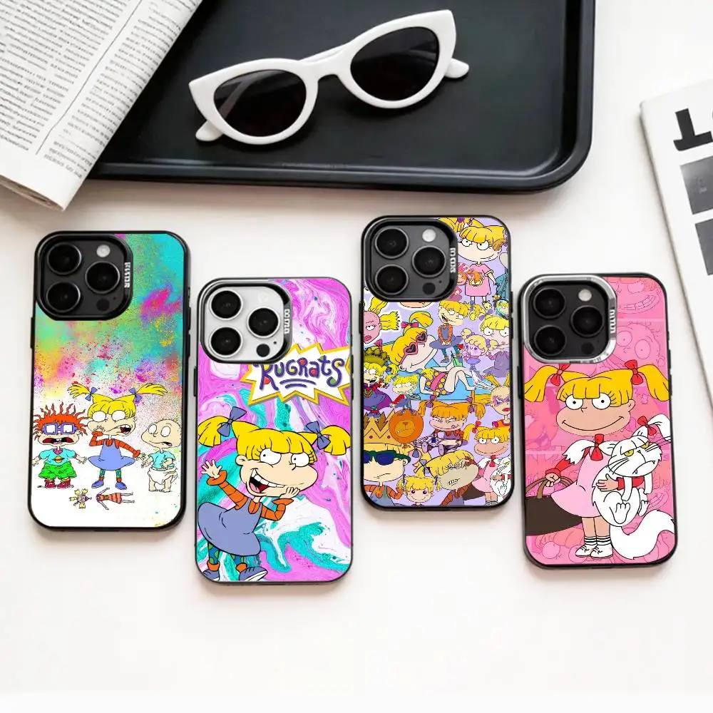 

R-Rugrat C-Chuckie Angelica Phone Case For iPhone17,16,15,14,13,12,11 Plus,Pro Max Colored Silver Plated Inside Cover