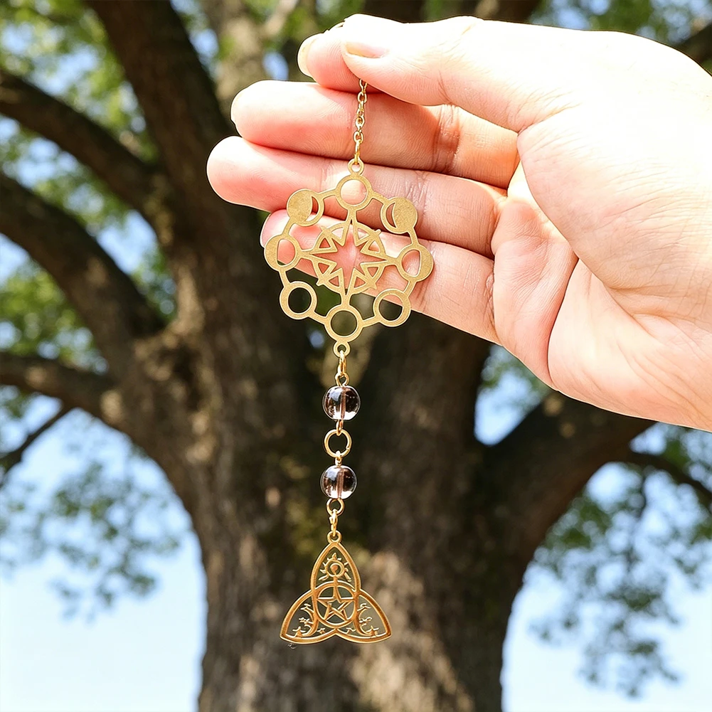 Gold Moon Phase Celtic Knot Pendant 15.5cm Crystal Charm for DIY Jewelry Making Necklace Earring Craft Findings Hanging Decor