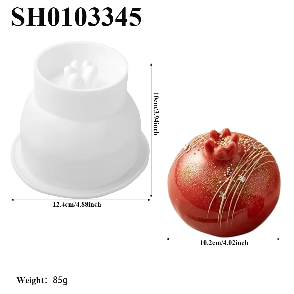 1 or 6-Cell Pomegranate Design Food Grade Silicone Chocolate Cake Mould Dessert Mousse Mold Jelly Pudding Silicone Bakeware
