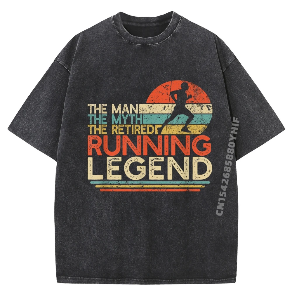 

Funny Runner Retirement Man Myth Retired Running Legend Mens Graphic Tshirts Original Mens Retro Washed T-Shirts