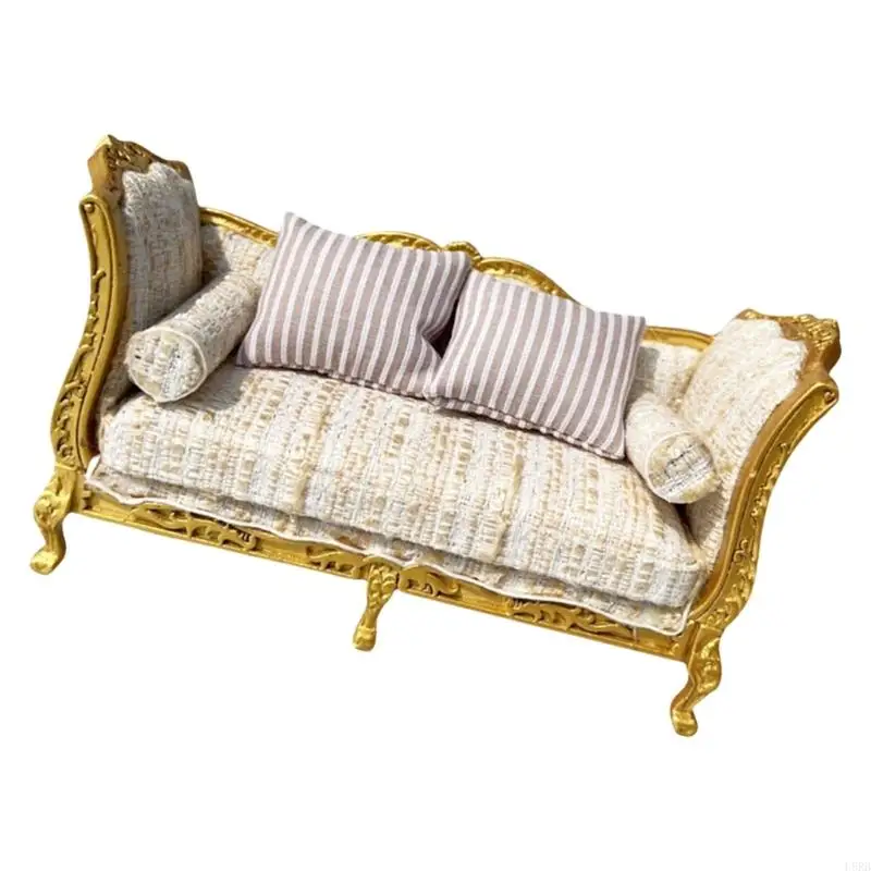 Collectible Miniature Furniture Loveseat Sofa 1/12 Scale For Realistic Dollhouses L8RB