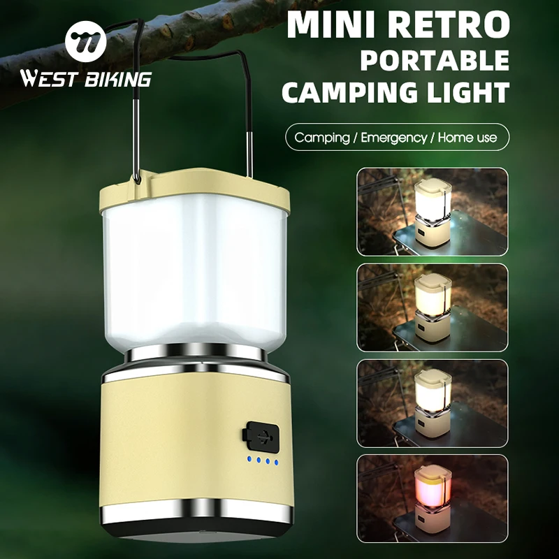 

WEST BIKING Portable Camping Light Rechargeable High Brightness LED Outdoor Life Waterproof Tent Hanging Lantern Emergency Tools