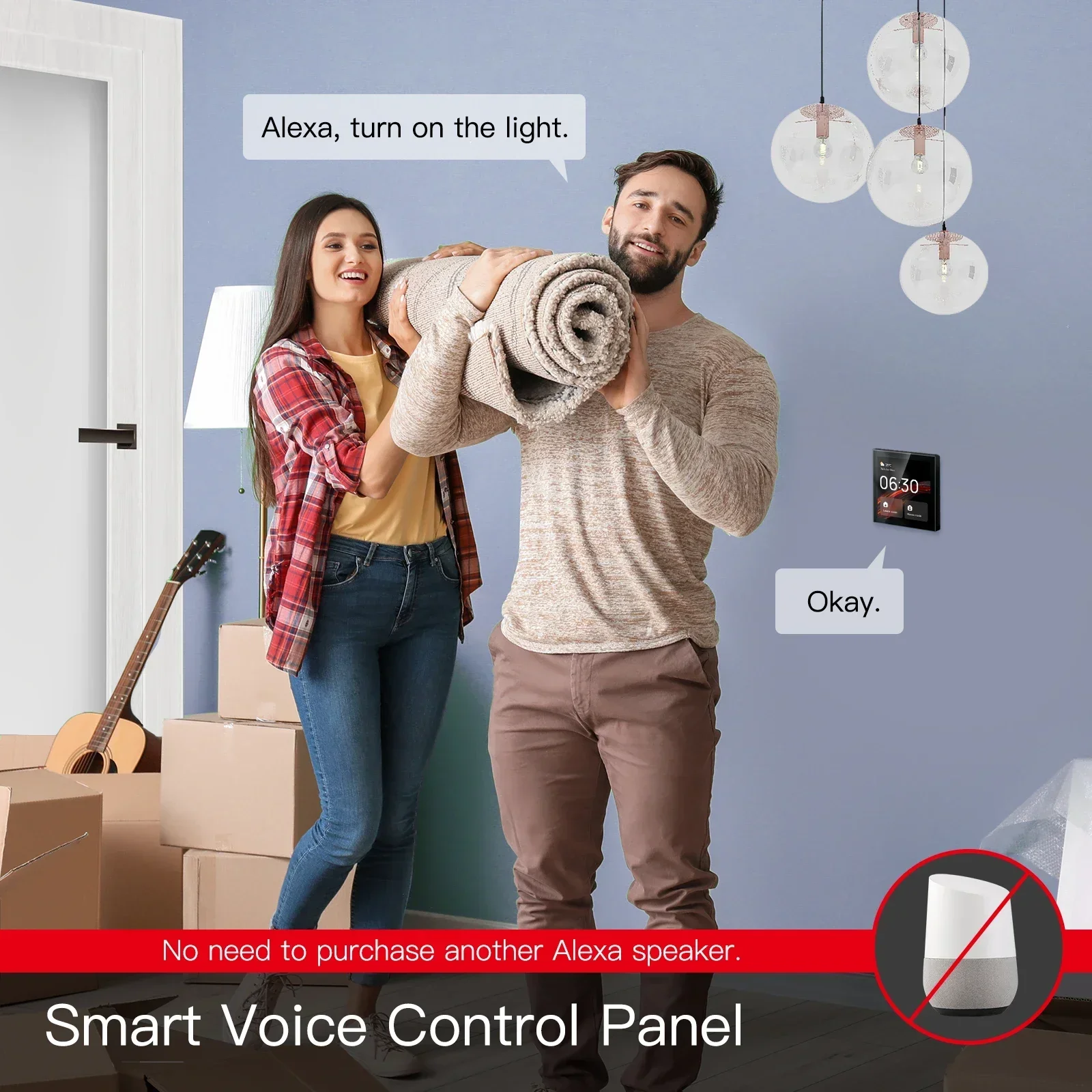 MOES Panel de Control Central táctil Wifi, pantalla Tuya, Control de voz Bulid in Alexa y puerta de enlace ZigBee para escenas inteligentes, 4 pulgadas