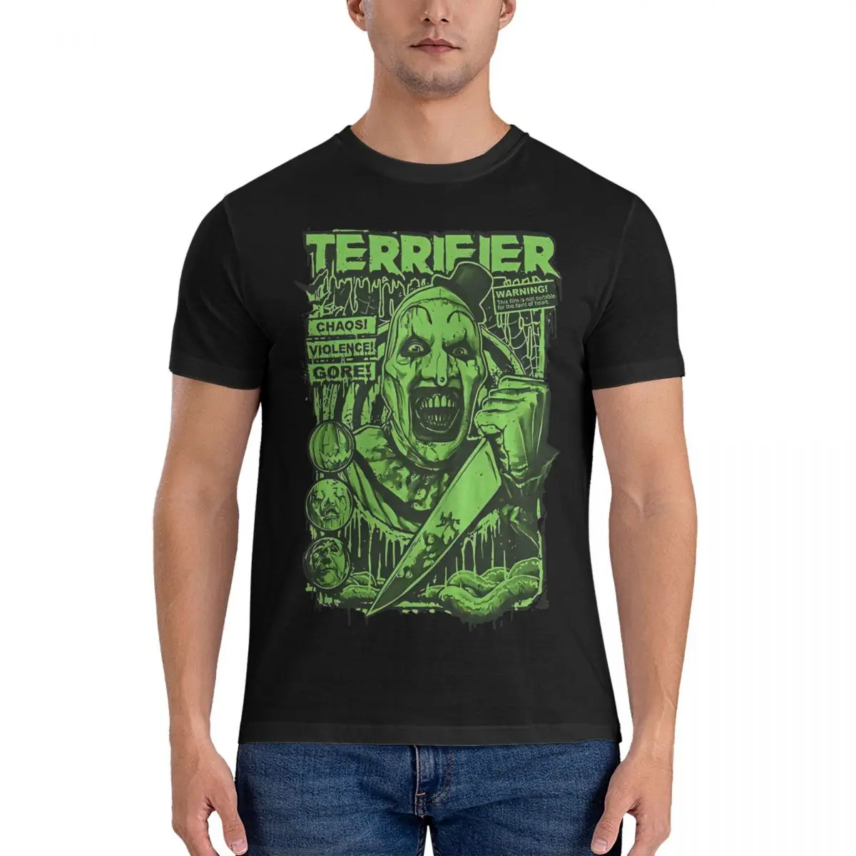 Terrifier Movie T Shirt Unisex Cotton Top Tee Funny Horror Halloween Crewneck Short Sleeve