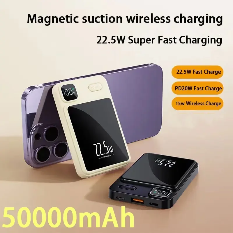 50000mah Power Bank für Macsafe Magnet Super Schnell ladung Qi Wireless Charger Power bank für iPhone 15 Samsung Huawei Xiaomi