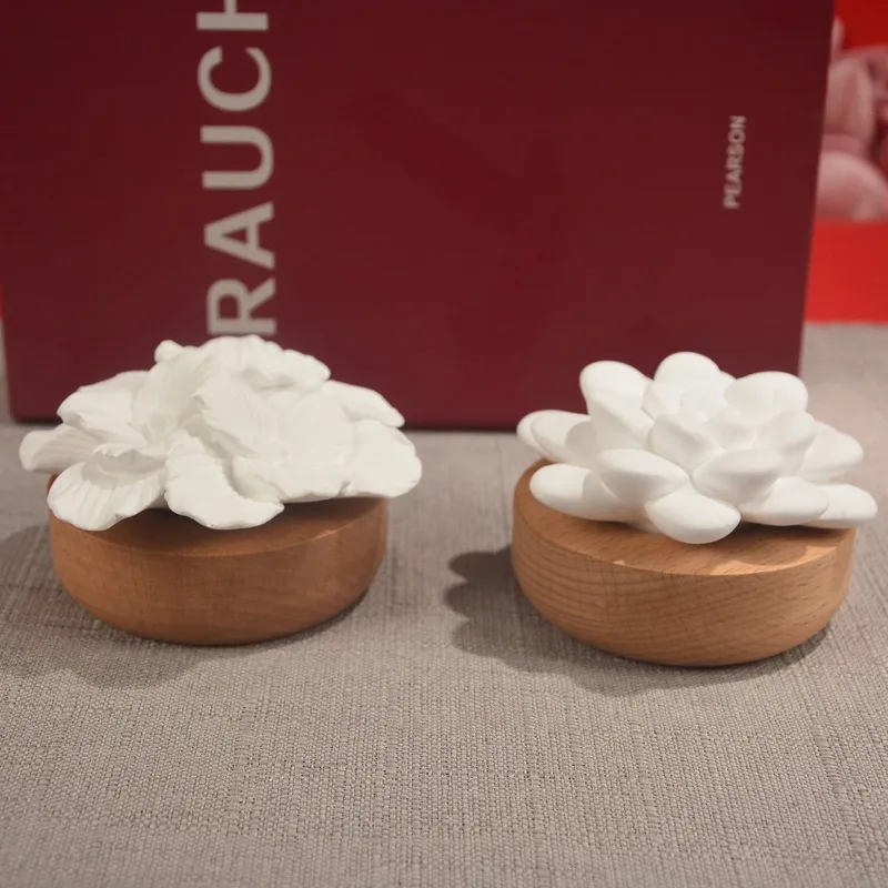 1PCS Bamboo Wood Aromatherapy Air Freshener Car-mounted disc diffuser stone decoration Perfume table