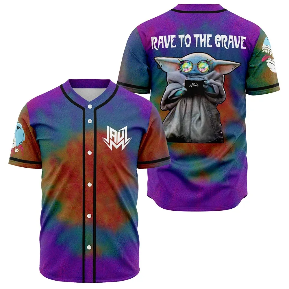 JAUZ Merch rave to the grave Baseball Jersey Men/Women Casual Streetwear Thin button Baseball uniform Oil Slick Baseball Jersey