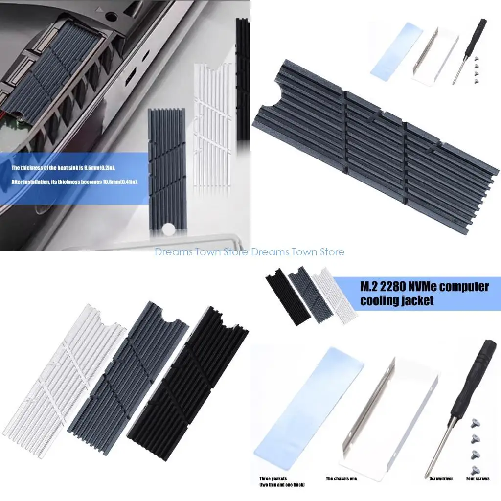 

HX6A Thin 6,5 мм высоты алюминиевой радиатор для NVME SSD нанесенный термолевой прокладки для SSD Расширение.