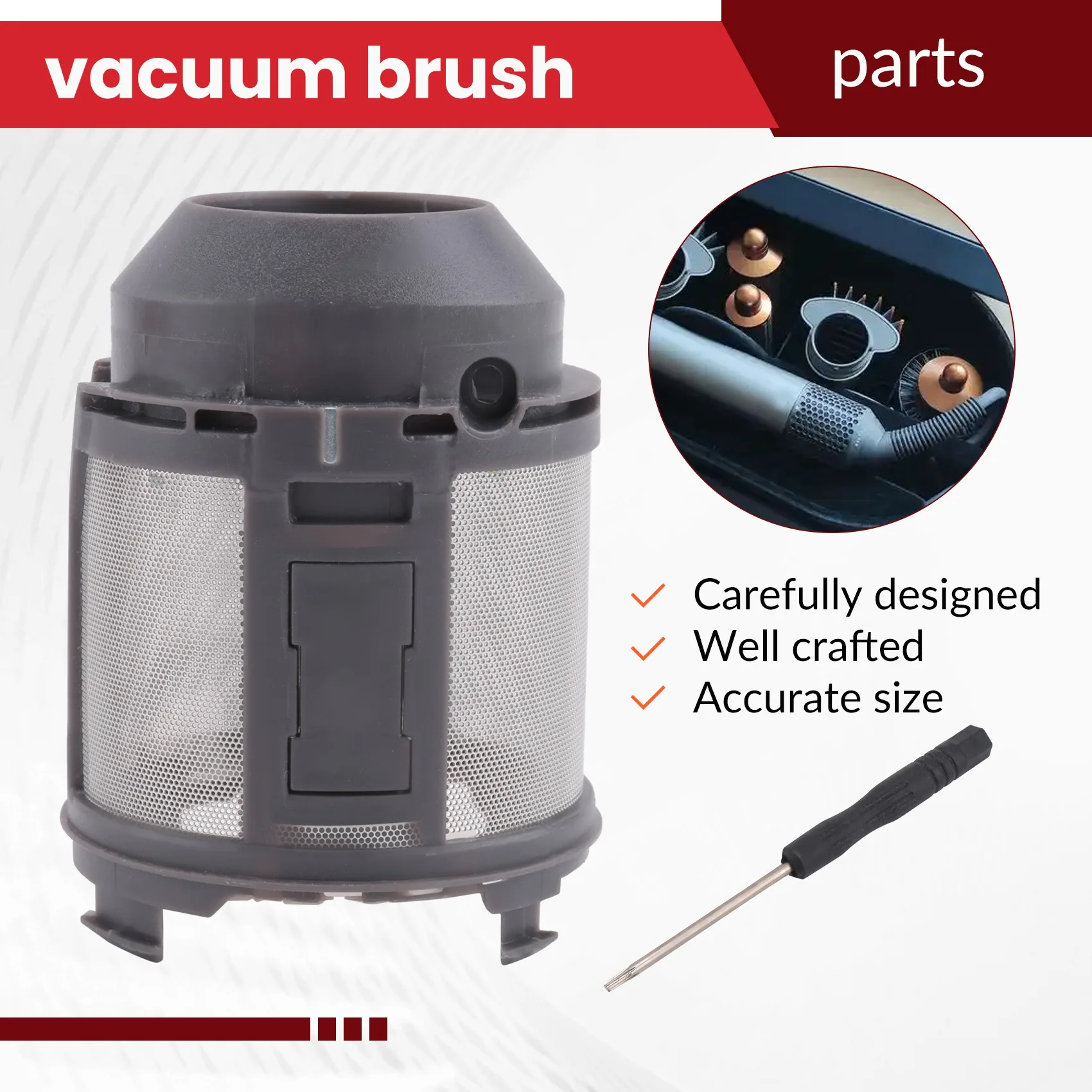 RISEN Inner Filter Replacement for Dyson Airwrap Hair Styler HS01 HS05 Models, Small Silicon Heater Surface Hair Styler Filter