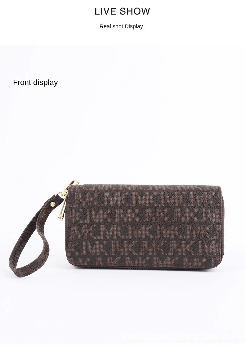 Damen-Geldbörse Lang mit Großer Kapazität, Münzfach und Doppelreißverschluss, Multifunktionale Clutch-Tasche für Mobiltelefone und Münzen – Detail 11