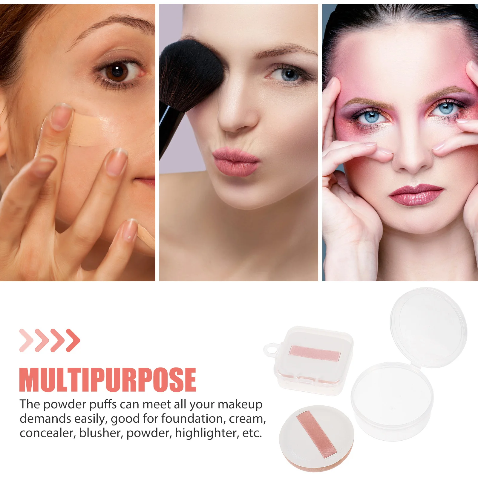 2Pcs Beauty Sponges for Makeup Full Coverage Foundation Sponge Puff Multi-Use Face Applicator for Powder Blush Contouring