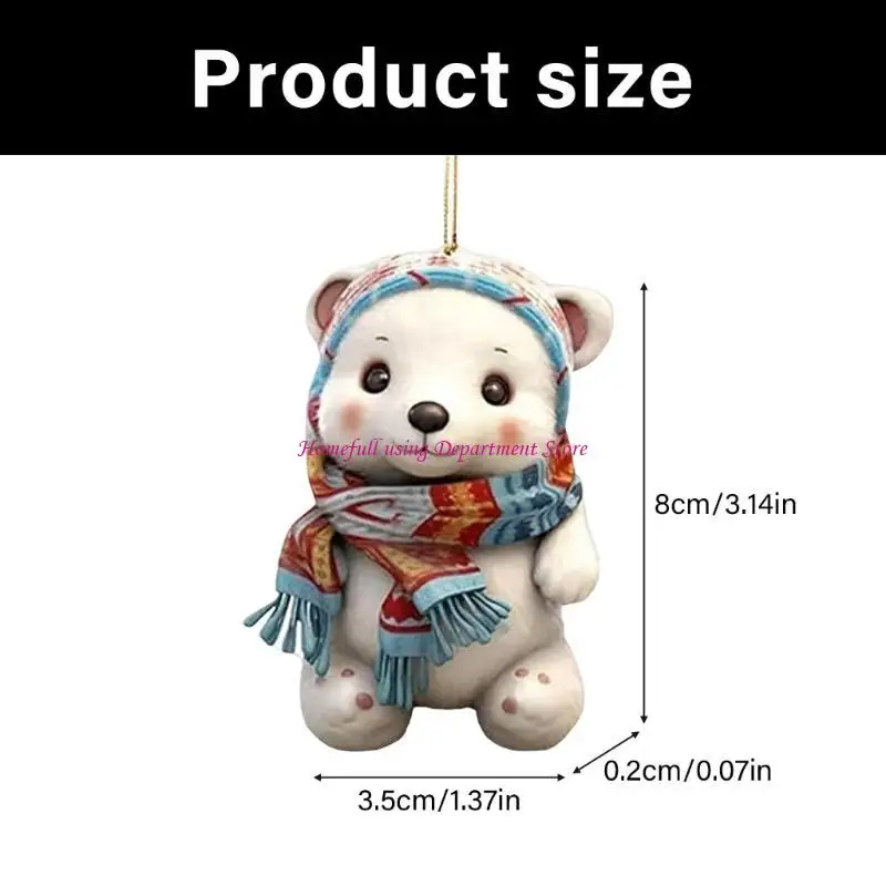 

3pcs Polars Bear Resin Pendant for Christmas Tree Decoration Animals Figurines Hanging Ornament Party Supplies