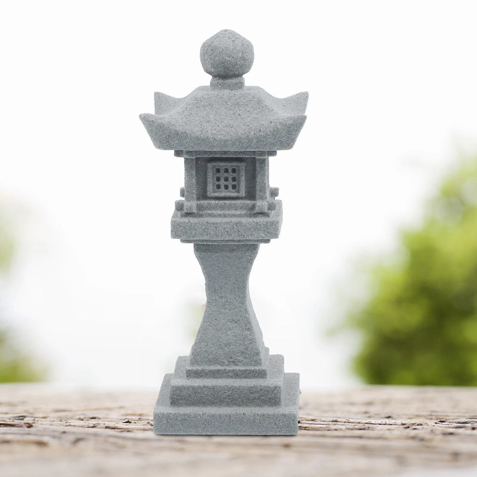 Japanese-style Miniature Imitation Stone Lantern Pagoda Fish Tank Decor Resin Statue Scene Pavilion