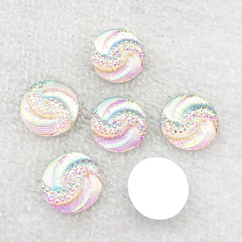 20mm Round Resin Rhinestones Crystal AB Color Acrylic Flatback Decoden Kawaii Cabochons button-B060