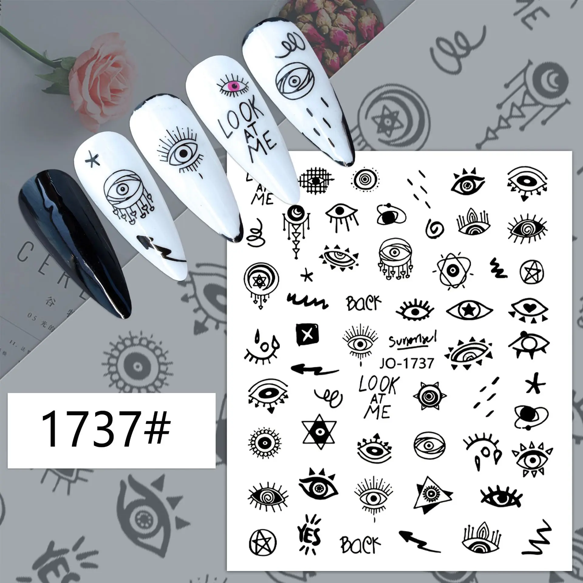 3D Simple Eye Series Nail Art Stickers Halloween Blue Evil Eye Decal Foil Design Manicure Decoration Accessories Nail Tips