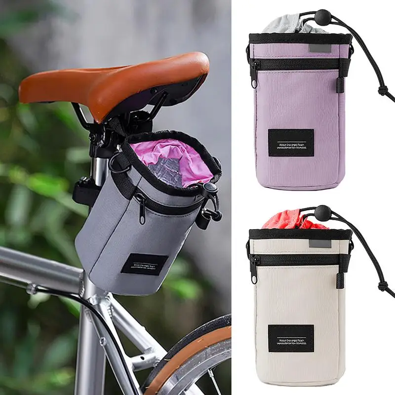 Bicycle Bag Cycling Water Bottle Carrier Bag Bike Bottle Holder Handlebar Stem Thermal Bag With Mesh Pocket Coffee Cup Holders