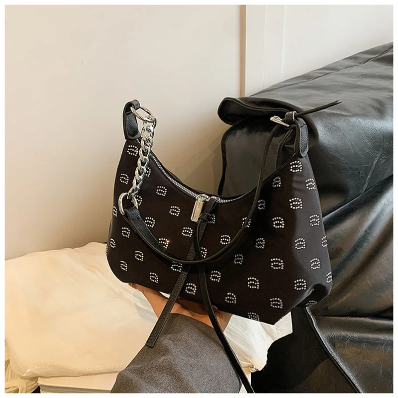 Elegant Diamond Underarm Crossbody Bag 2024 Women\'s New Single Shoulder Bag Korean Fashion Crossbody Bag BlingBling Banquet Bag