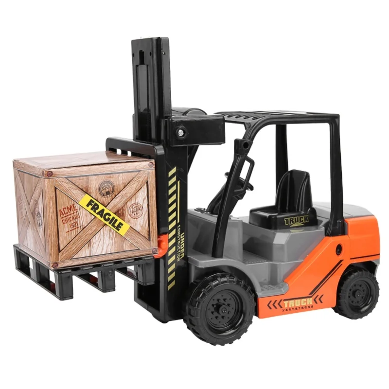 

1:10 Scale Children Forklifts Toy Model Inertia Forklifts Gift Toy With Pallets Box