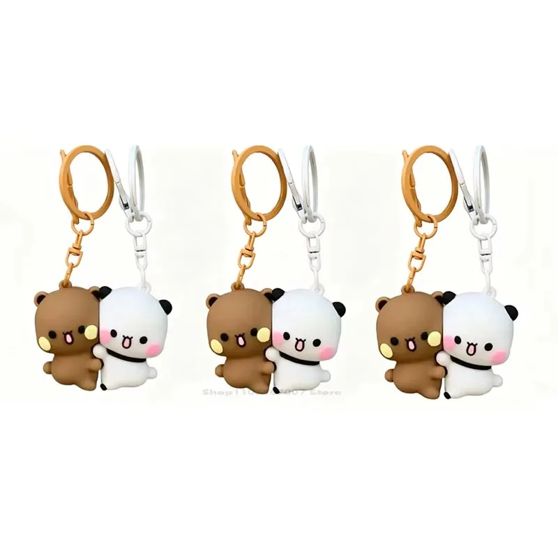 +Cartoon Panda Bubu Dudu Magnetic Keychain =/Cute Backpack Pendant with Toy Figures Couple Accessories Ideal Fantasy Themed Gift