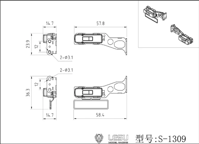 RC 1/14 1 Paar Rückleuchten für Tamiya Hydraulikbagger Lader Muldenkipper für SCANIA MAN VOLVO Anhänger Kipper DIY-Teile – Detail 2