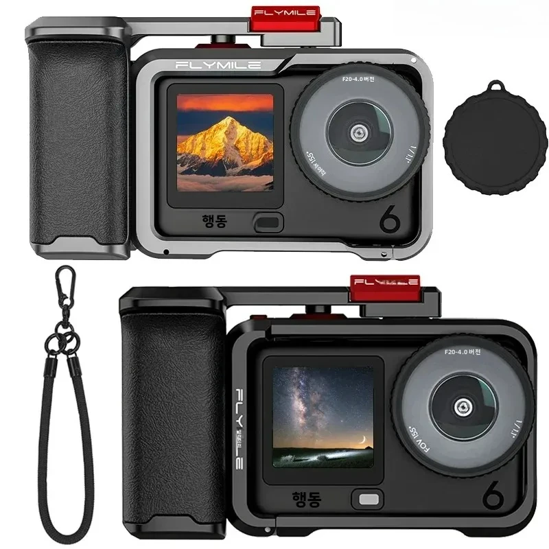 For DJI OSMO Action 6 Street Grip Kit Camera Aluminum Frame Case With Lens Cap For DJI Action 6 Accessories