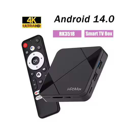New Set Top Box Android 14.0 TV H96 MAX RK3518 4K Wifi6 BT5.4 Voice Assistant Remote Android Smart TV Box 2GB 16GB 8GB