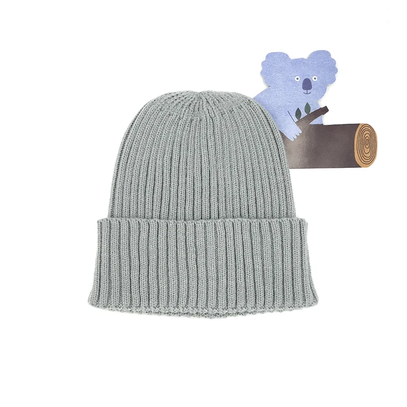 

Gray Solid Color Knitted Beanies Hat for Boys Girls