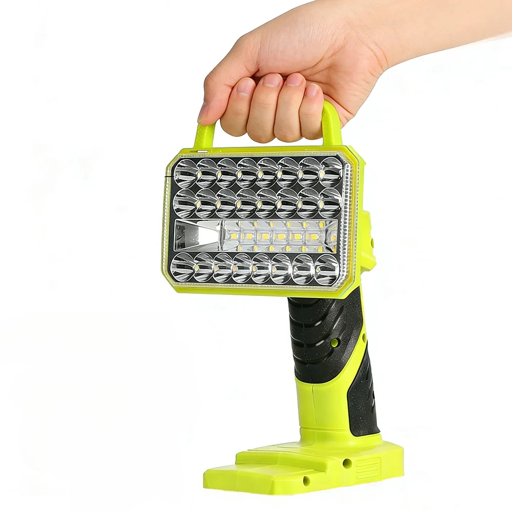 

Ручной рабочий фонарь 2000 лм для кемпинга, 18 Вт, беспроводной светодиодный фонарик, совместимый с литий-ионными аккумуляторами Ryobi 18 В