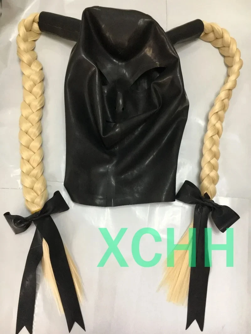 Latex Mask Twist Braids Female Hoods