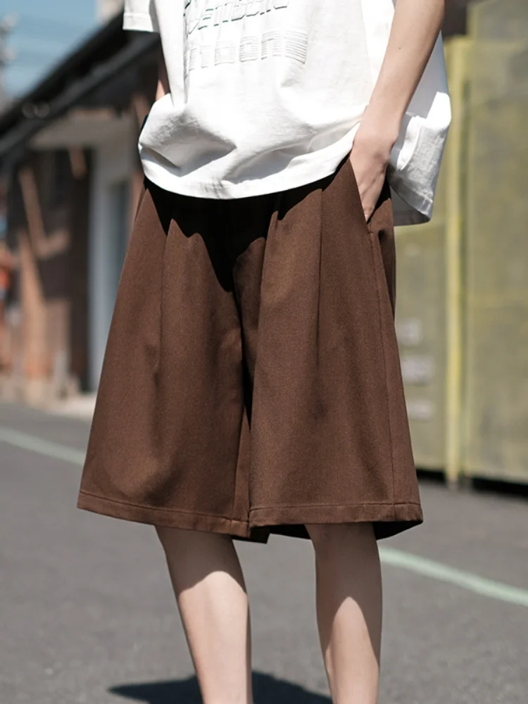 

Мужские шорты Cé Brown Ice Silk: летние, тонкие, широкие, свободного кроя, длиной до середины икры, выше колена, из шестисекционной ткани, модные повседневные шорты