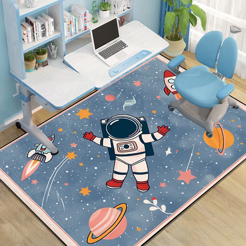 

Soft Children's Room Cartoon Chair Mat Spaceman Pattern Animation Kid Bedroom Bedside Carpet for Living Room Lounge Non-slip Rug