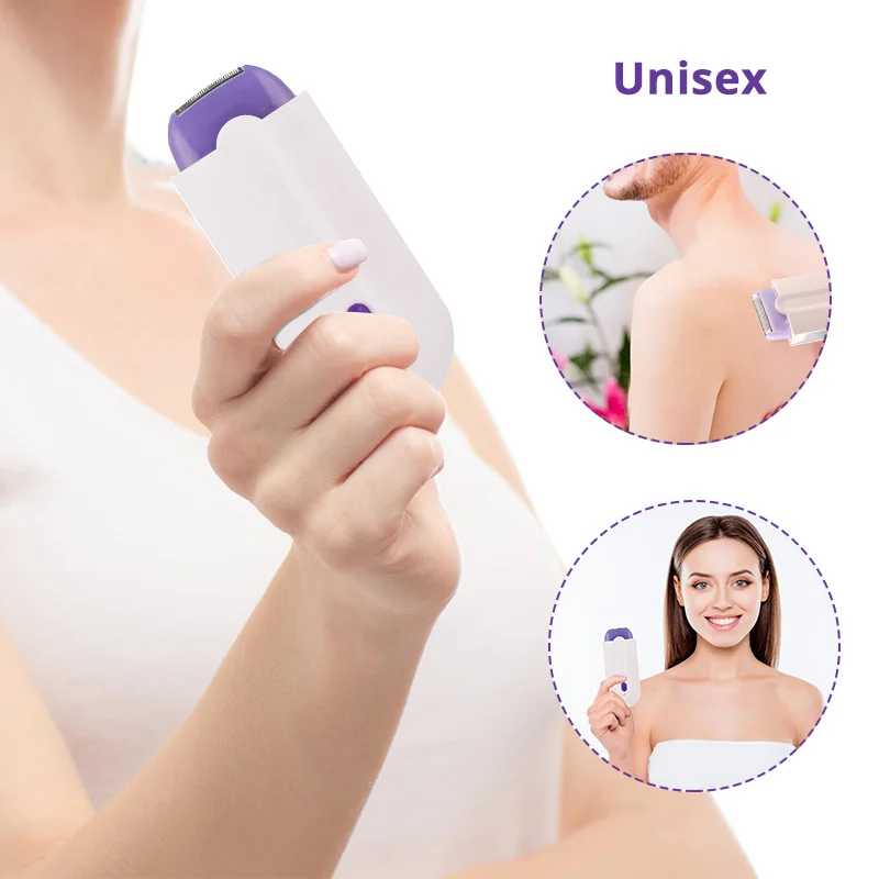 2 IN 1 Portable Hair Remover Smooth Touch Removal Painless USB Rechargeable Light Safely Sensor Shaver Women Laser Epilator Set