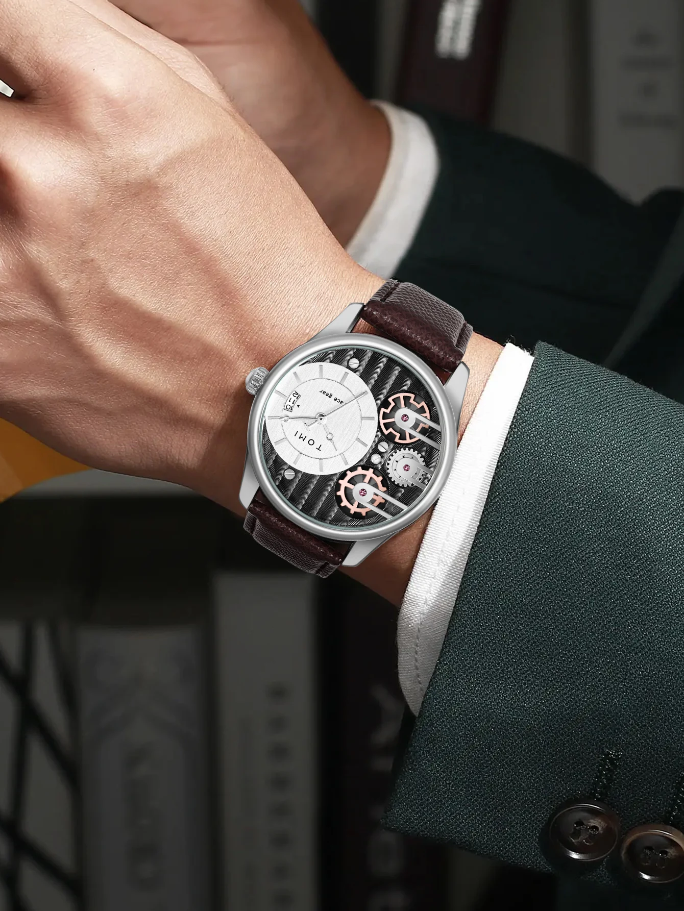 Tomi Herren Geschenk box Kombination Set Uhr Luxus und einfache Business abnehmbare Armband Quarzuhr Herren uhr Festival Geschenk – Detail 4