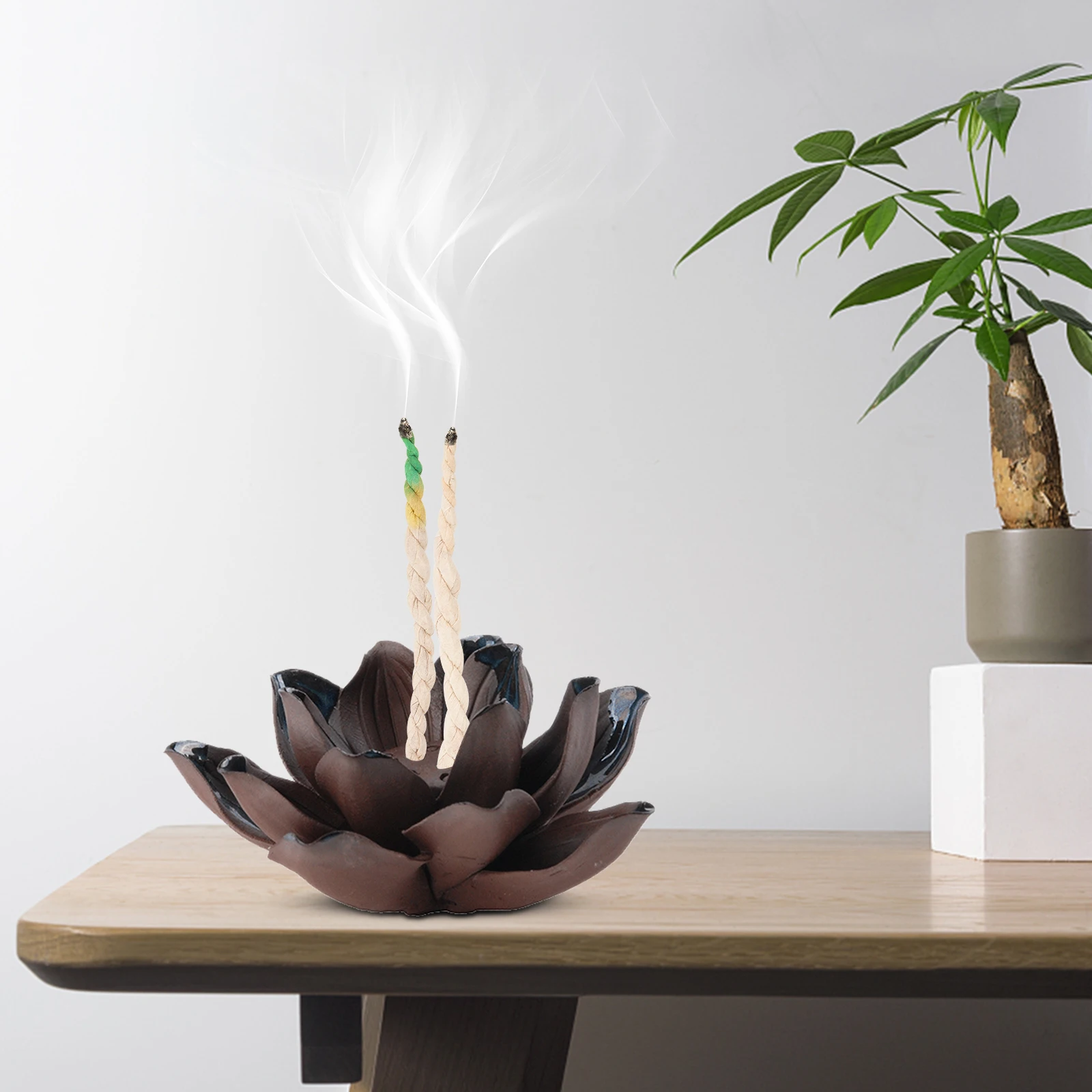 

2 Pcs Censer Burner Aroma Sticks Charcoal Diffuser Fumigating Incenses Handmade Woven Rope