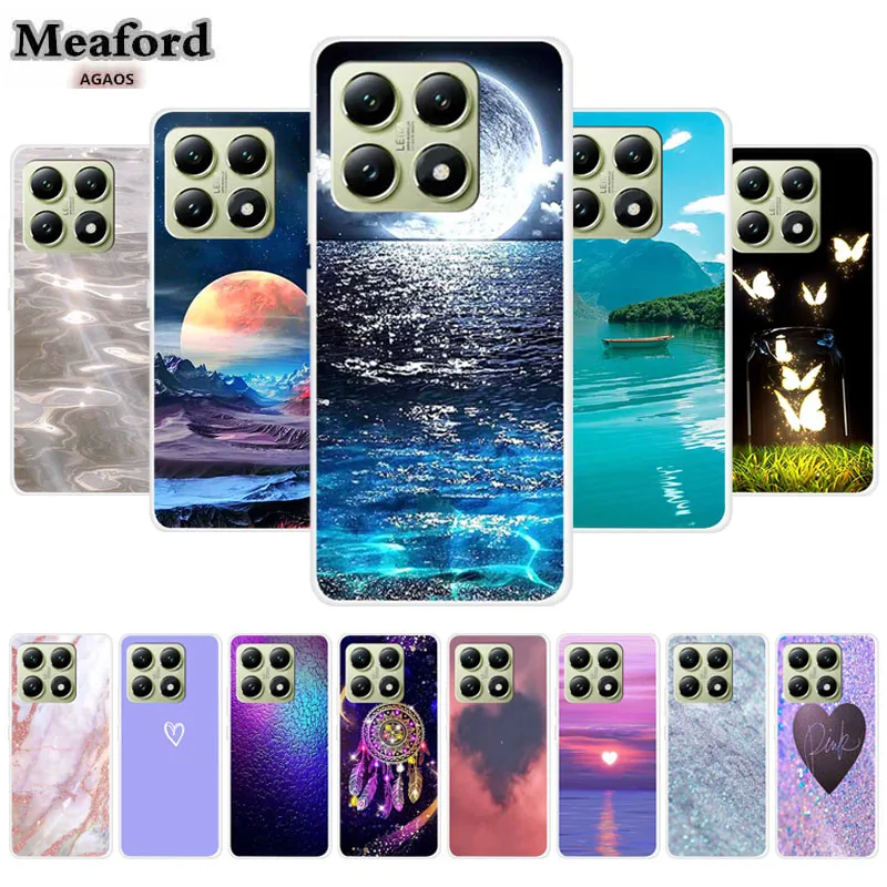 

Прекрасный прозрачный чехол для Xiaomi 14T, прозрачный мягкий силиконовый чехол, задние чехлы из ТПУ для Xiaomi 14 T Funda, модный узор, щит