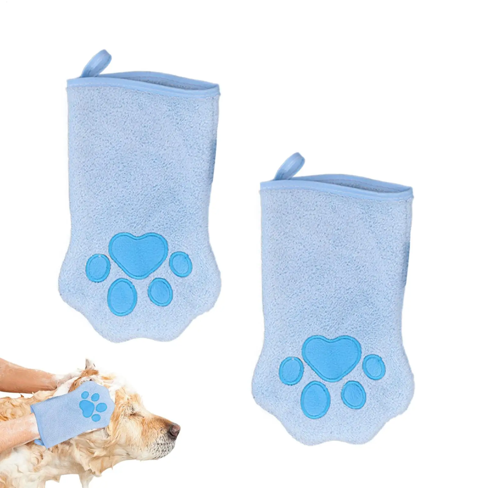 2pcs Pet Grooming Glove Quick Drying Dogs Paw Towel Microfiber Double Sided Dogs Grooming Mitt for Medium Small Dogs