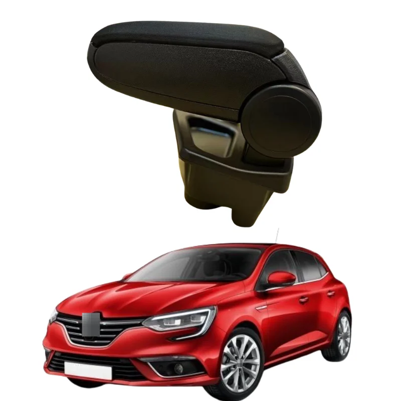 

For Renault Megane 4 IV 2016-2020 Center Console Armrest Storage Box Black Leatherette / Fabric Car Interior Accessories