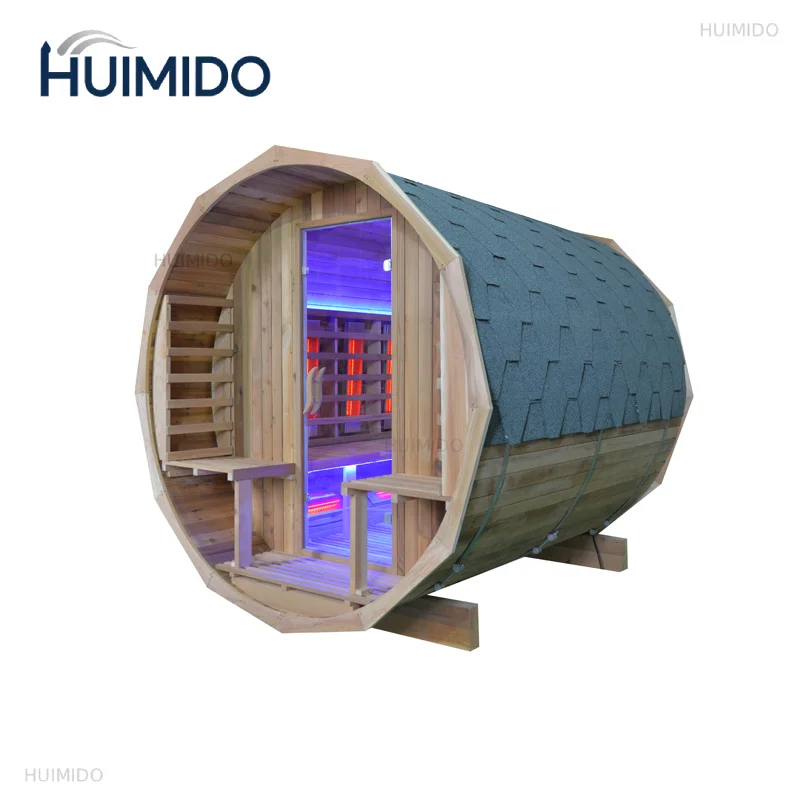 Outdoor Garden Redwood Barrel Sauna, Dry Steam Wooden Sauna