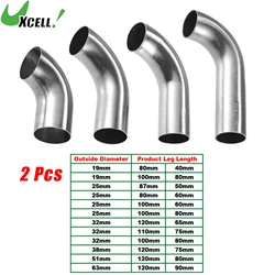 UXCELL 2 pz 19mm 25mm 32mm 38mm 63mm 90 ° Bend tubo a gomito tubo tubo di scarico fai da te tubo di aspirazione dell'aria per auto 304 acciaio inossidabile