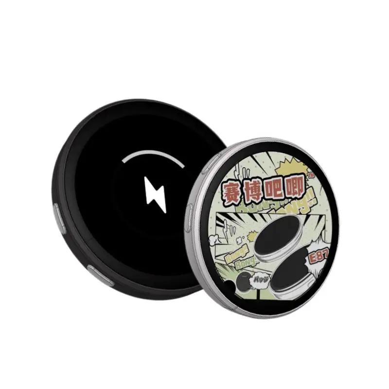 شارة بلوتوث ذكية رقمية من الرسوم المتحركة - إطار صورة بالحبر الإلكتروني بشاشة تعمل باللمس مع تشغيل فيديو، 7 ألوان LED، التحكم في التطبيقات، بطارية 18 ساعة