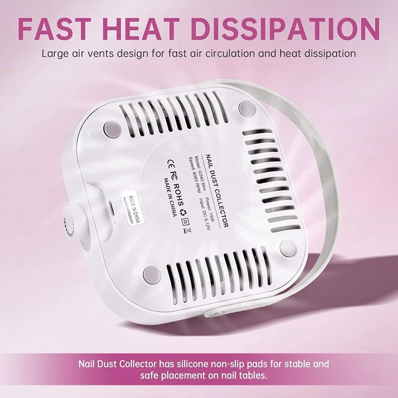 BAAG-مسمار مسحوق جامع صغير C نوع مجمع الغبار مروحة مكنسة كهربائية قوية مانيكير باديكير أداة