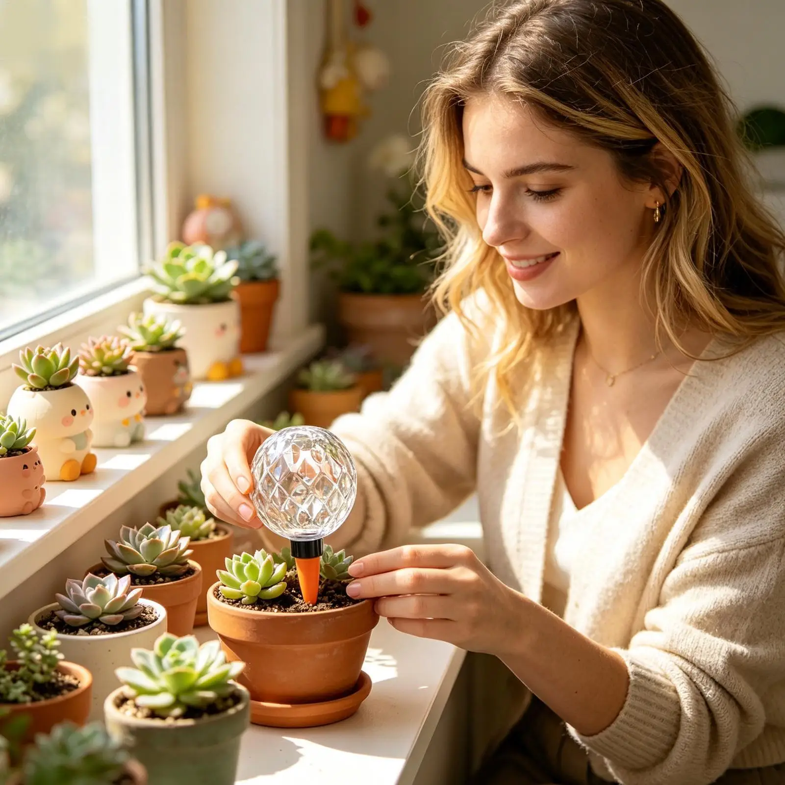 Plant Watering Globes 300ml Auto Drip Irrigation Spikes Self Watering Planter Insert Vacation Plant Waterer for Garden Flower